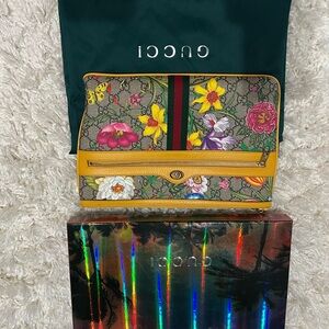 Gucci Teal Floral Holographic Clutch